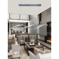 LAMPADARIO SOSPENSIONE LUCE 3000K-6500K LED 48W ARGENTO SPIRALE VORTICE ORIZZONTALE 01127