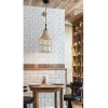 LAMPADARIO SOSPENSIONE PARALUME A CAMPANA IN CORDA DI CANAPA STILE VINTAGE A41-1