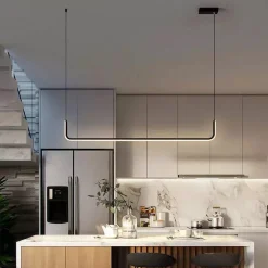 LAMPADARIO SOSPENSIONE 21W LINEARE ORIZZONTALE MINIMAL MODERNO NERO LUCE LED 50445