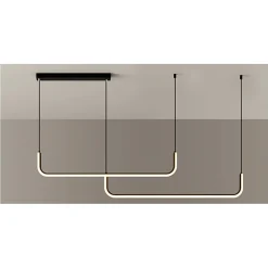 LAMPADARIO SOSPENSIONE 42W LINEARE ORIZZONTALE MINIMAL MODERNO NERO LUCE LED 50452