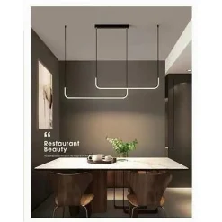 LAMPADARIO SOSPENSIONE 42W LINEARE ORIZZONTALE MINIMAL MODERNO NERO LUCE LED 50452