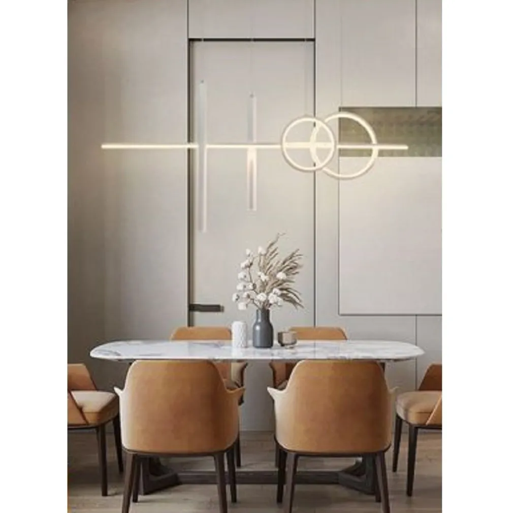 LAMPADARIO SOSPESO CON ANELLI PUNTO LUCE CILINDRI LUCE 6500K 4000K 3000K LP-42B