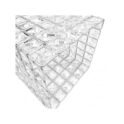 LAMPADARIO SOSPESO CUBO CON CRISTALLI LAMPADA LUCE E27 ARGENTO QUADRATO 32323