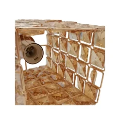 LAMPADARIO SOSPESO CUBO CRISTALLI LAMPADA LUCE ATTACCO E27 ORO QUADRATO 32309