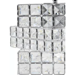 LAMPADARIO SOSPESO CUBO INTRECCIATO CON CRISTALLI LAMPADA LUCE E27 ARGENTO 32408