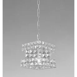 LAMPADARIO SOSPESO CUBO INTRECCIATO CON CRISTALLI LAMPADA LUCE E27 ARGENTO 32408