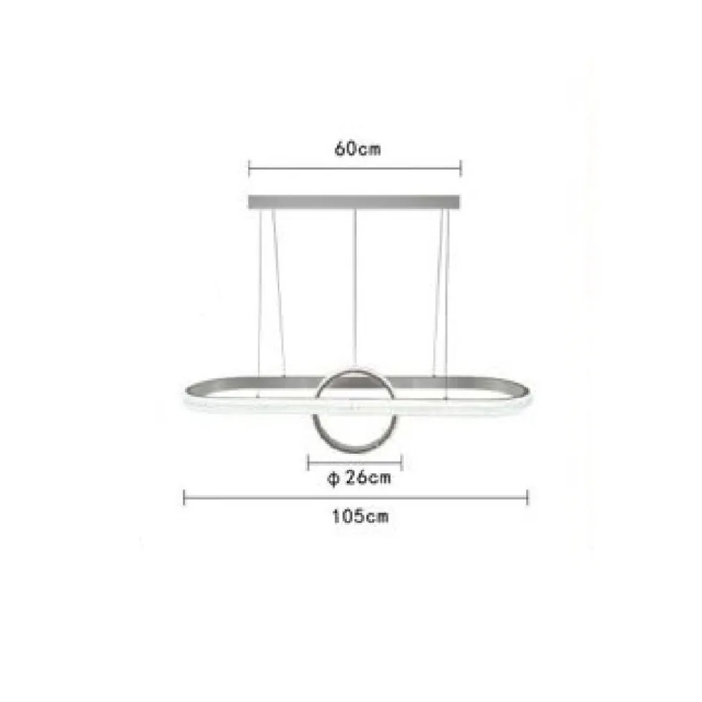 LAMPADARIO SOSPESO LED DESIGN CERCHIO OVALE BIANCO MODERNO PENDENTE 54W LP-30B