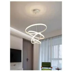 LAMPADARIO SOSPESO LED 120W 4 CERCHI PENDENTE ROTONDO ANELLI BIANCO LUCE 6500K 50316