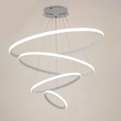 LAMPADARIO SOSPESO LED 120W 4 CERCHI PENDENTE ROTONDO ANELLI BIANCO LUCE 4000K 50279