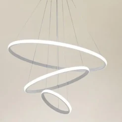 LAMPADARIO SOSPESO LED 72W 3 CERCHI PENDENTE ROTONDO ANELLI BIANCO LUCE 4000K 50255