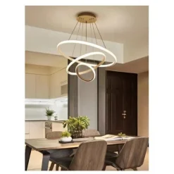 LAMPADARIO SOSPESO LED 72W 3 CERCHI PENDENTE ROTONDO ANELLI BIANCO LUCE 4000K 50255