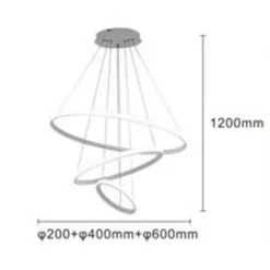 LAMPADARIO SOSPESO LED 72W 3 CERCHI PENDENTE ROTONDO ANELLI BIANCO LUCE 4000K 50255