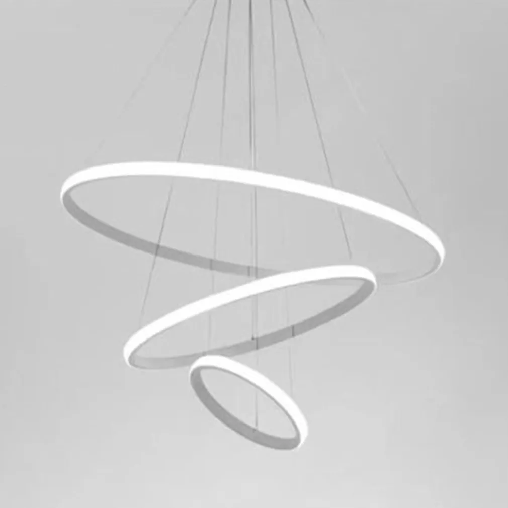 LAMPADARIO SOSPESO LED 72W 3 CERCHI PENDENTE ROTONDO ANELLI BIANCO LUCE 6500K 50293