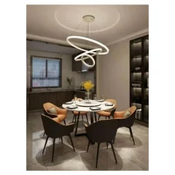 LAMPADARIO SOSPESO LED 72W 3 CERCHI PENDENTE ROTONDO ANELLI BIANCO LUCE 6500K 50293