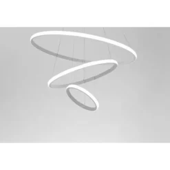 LAMPADARIO SOSPESO LED 72W 3 CERCHI PENDENTE ROTONDO ANELLI BIANCO LUCE 6500K 50293