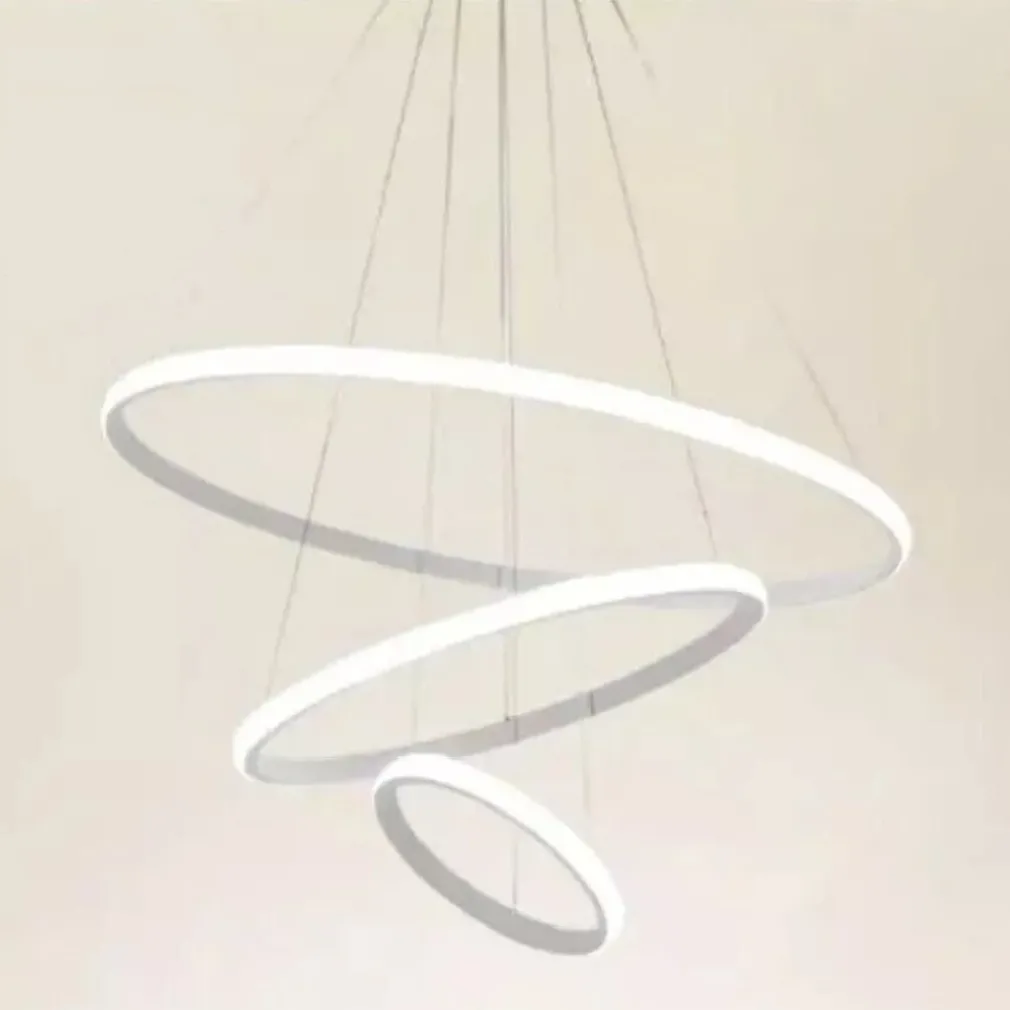 LAMPADARIO SOSPESO LED 100W 3 CERCHI PENDENTE ANELLI BIANCO LUCE 4000K MODERNO 50262