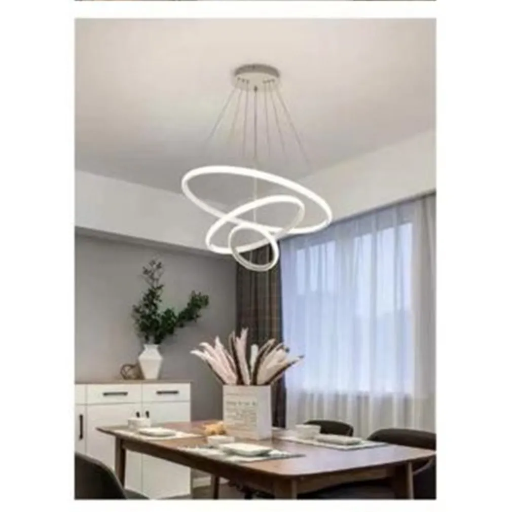 LAMPADARIO SOSPESO LED 100W 3 CERCHI PENDENTE ANELLI BIANCO LUCE 4000K MODERNO 50262