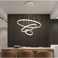 LAMPADARIO SOSPESO LED 100W 3 CERCHI PENDENTE ANELLI BIANCO LUCE 4000K MODERNO 50262