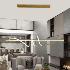 LAMPADARIO SOSPESO LED 65W ORO SPIRALE ONDULATO VORTICE ORIZZONTALE LUCE 3000K-6500K 01158