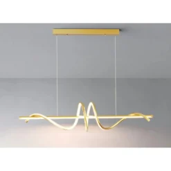 LAMPADARIO SOSPESO LED 65W ORO SPIRALE ONDULATO VORTICE ORIZZONTALE LUCE 3000K-6500K 01158