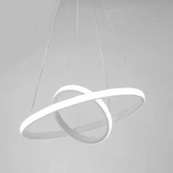 LAMPADARIO SOSPESO LED 60W 2 CERCHI PENDENTE ROTONDO ANELLI BIANCO LUCE 6500K 50286