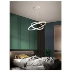 LAMPADARIO SOSPESO LED 60W 2 CERCHI PENDENTE ROTONDO ANELLI BIANCO LUCE 6500K 50286