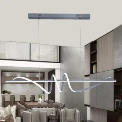 LAMPADARIO SOSPESO LED 65W ARGENTO SPIRALE ONDULATO VORTICE ORIZZONTALE LUCE 3000K-6500K 01165