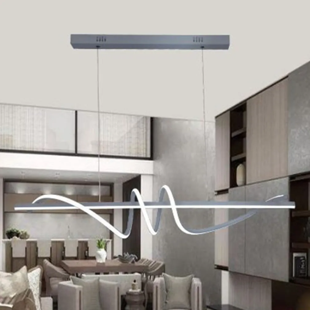 LAMPADARIO SOSPESO LED 65W ARGENTO SPIRALE ONDULATO VORTICE ORIZZONTALE LUCE 3000K-6500K 01165