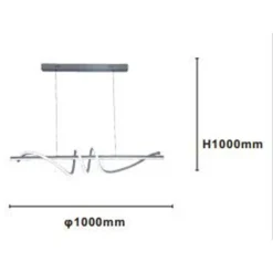 LAMPADARIO SOSPESO LED 65W ARGENTO SPIRALE ONDULATO VORTICE ORIZZONTALE LUCE 3000K-6500K 01165