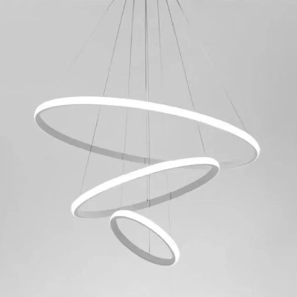 LAMPADARIO SOSPESO LED 100W 3 CERCHI PENDENTE ANELLI BIANCO LUCE 6500K MODERNO 50309