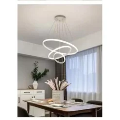 LAMPADARIO SOSPESO LED 100W 3 CERCHI PENDENTE ANELLI BIANCO LUCE 6500K MODERNO 50309