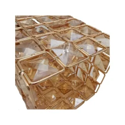 LAMPADARIO SOSPESO RETTANGOLARE CRISTALLI LAMPADA LUCE ATTACCO E27 ORO 32316