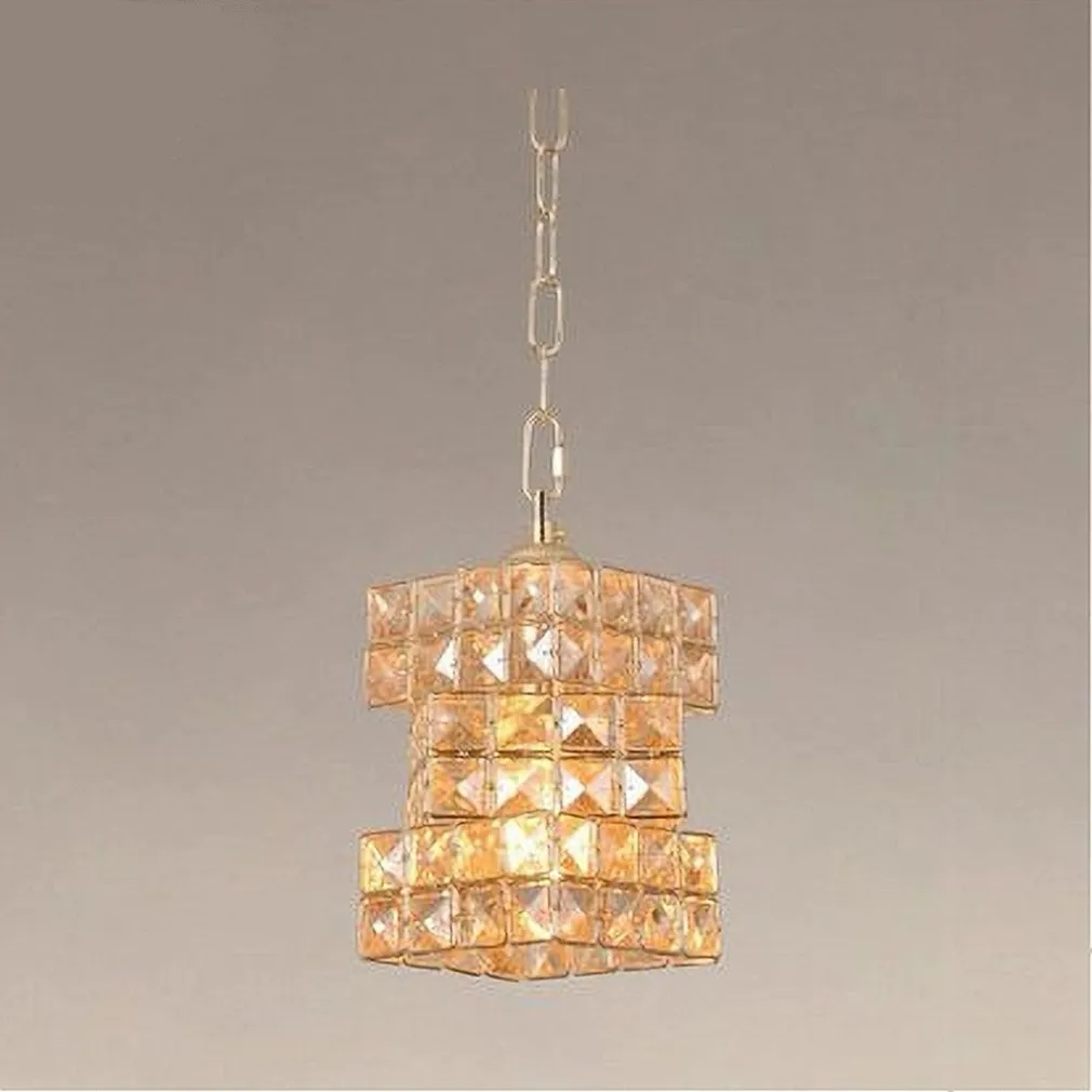 LAMPADARIO SOSPESO RETTANGOLARE INTRECCIATO CON CRISTALLI LUCE E27 ORO 32392
