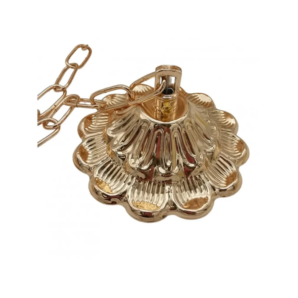 LAMPADARIO SOSPESO RETTANGOLARE INTRECCIATO CON CRISTALLI LUCE E27 ORO 32392