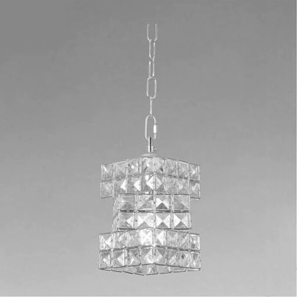 LAMPADARIO SOSPESO RETTANGOLARE INTRECCIATO CON CRISTALLI LUCE E27 ARGENTO 32415