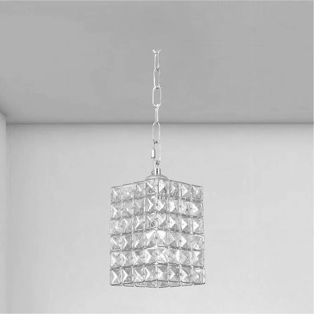 LAMPADARIO SOSPESO RETTANGOLARE CON CRISTALLI LAMPADA LUCE E27 ARGENTO 32330