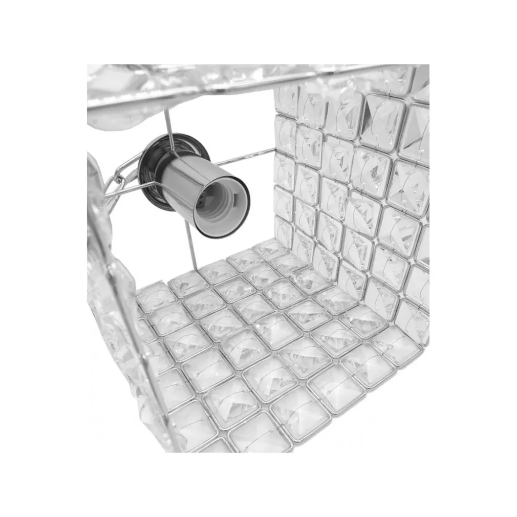 LAMPADARIO SOSPESO RETTANGOLARE CON CRISTALLI LAMPADA LUCE E27 ARGENTO 32330