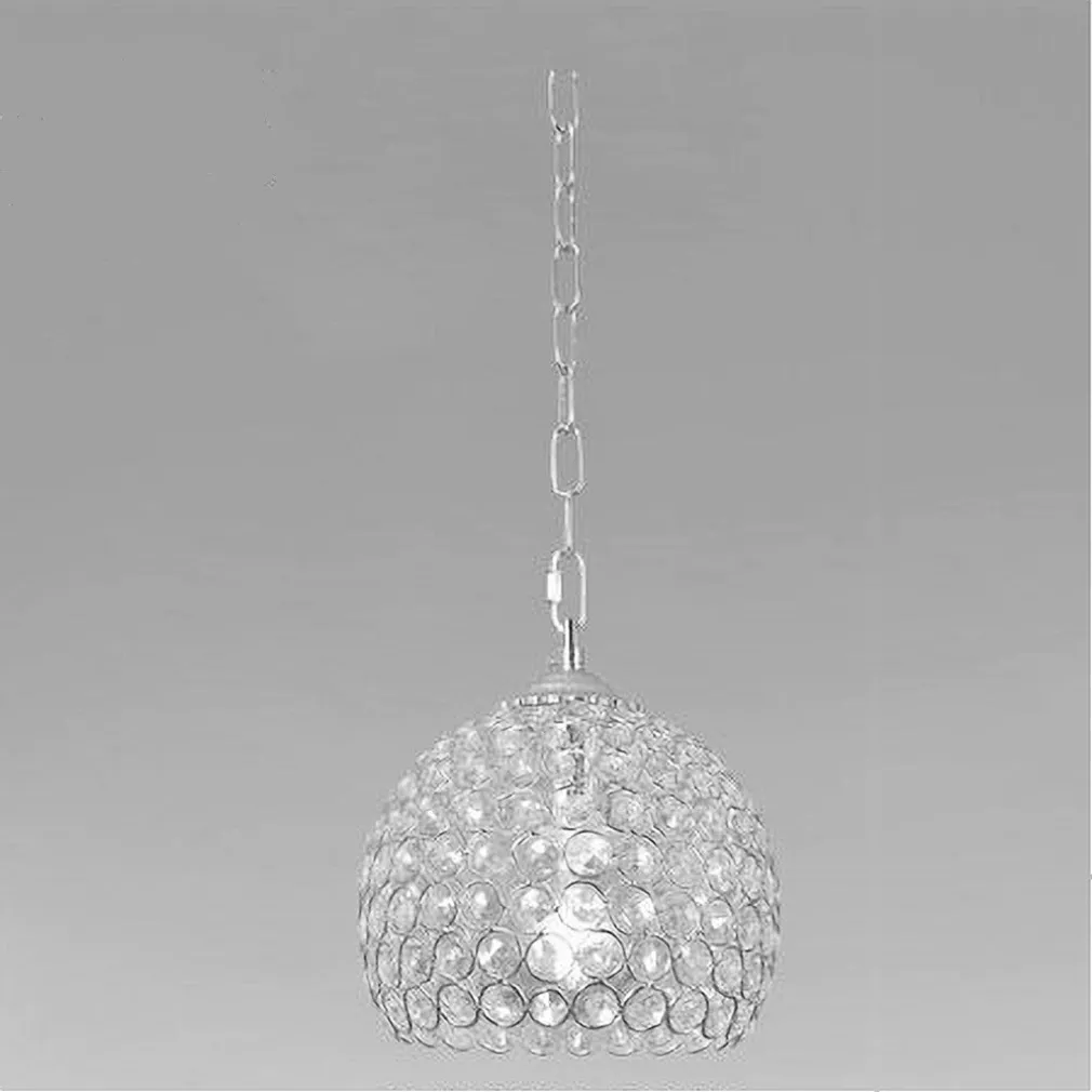 LAMPADARIO SOSPESO TONDO CUPOLA LAMPADA MEZZA SFERA CRISTALLI LUCE E27 ARGENTO 32378