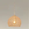 LAMPADARIO SOSPESO TONDO CUPOLA CRISTALLI LAMPADA MEZZA SFERA LUCE E27 ORO 32347
