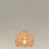 LAMPADARIO SOSPESO TONDO CUPOLA LAMPADA MEZZA SFERA CRISTALLI LUCE E27 ORO 32354