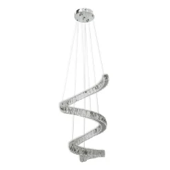 LAMPADARIO SPIRALE SOSPENSIONE REGOLABILE CRISTALLI BASE SPECCHIO 32W 6500K B15