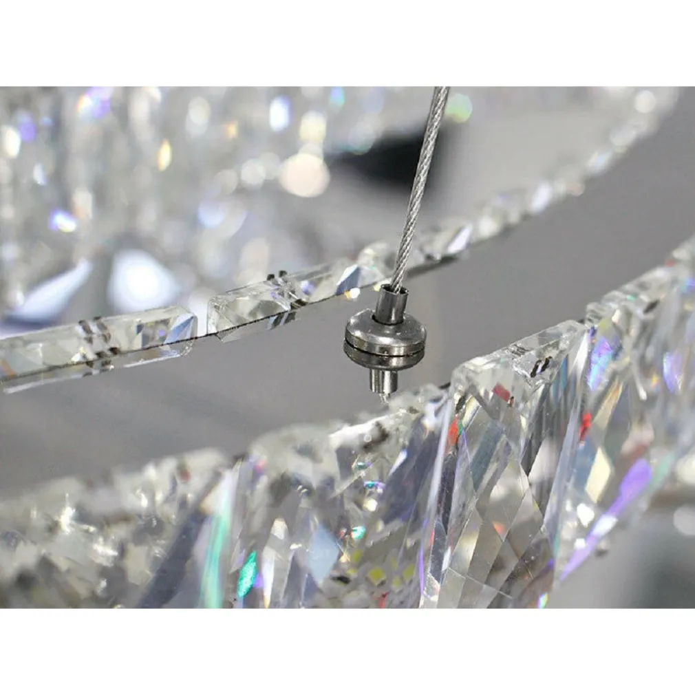 LAMPADARIO SPIRALE SOSPENSIONE REGOLABILE CRISTALLI BASE SPECCHIO 32W 6500K B15