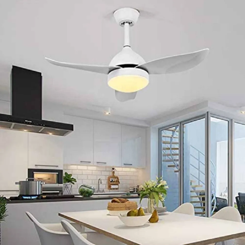 LAMPADARIO VENTILATORE SOFFITTO PLAFONIERA MODERNA LED 3 PALE DIMMERABILE 60001