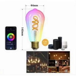 LAMPADINA A FILAMENTO LED INTELLIGENTE WIFI ST64-SF E27 4,9W 1800LM ALEXA GOOGLE