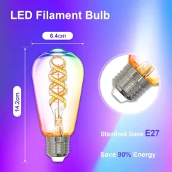 LAMPADINA A FILAMENTO LED INTELLIGENTE WIFI ST64-SF E27 4,9W 1800LM ALEXA GOOGLE