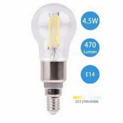LAMPADINA A FILAMENTO WI-FI G45 4.5W E14 LUCE A LED CCT DIMMERABILE ALEXA GOOGLE