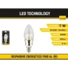 LAMPADINA A LED CANDELA C36 E14 7 WATT LUCE FREDDA 6500K ILLUMINAZIONE C36-02OF