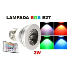 Lampadina Faretto Spot Light Led E27 3W 220V RGB multicolor con Telecomando