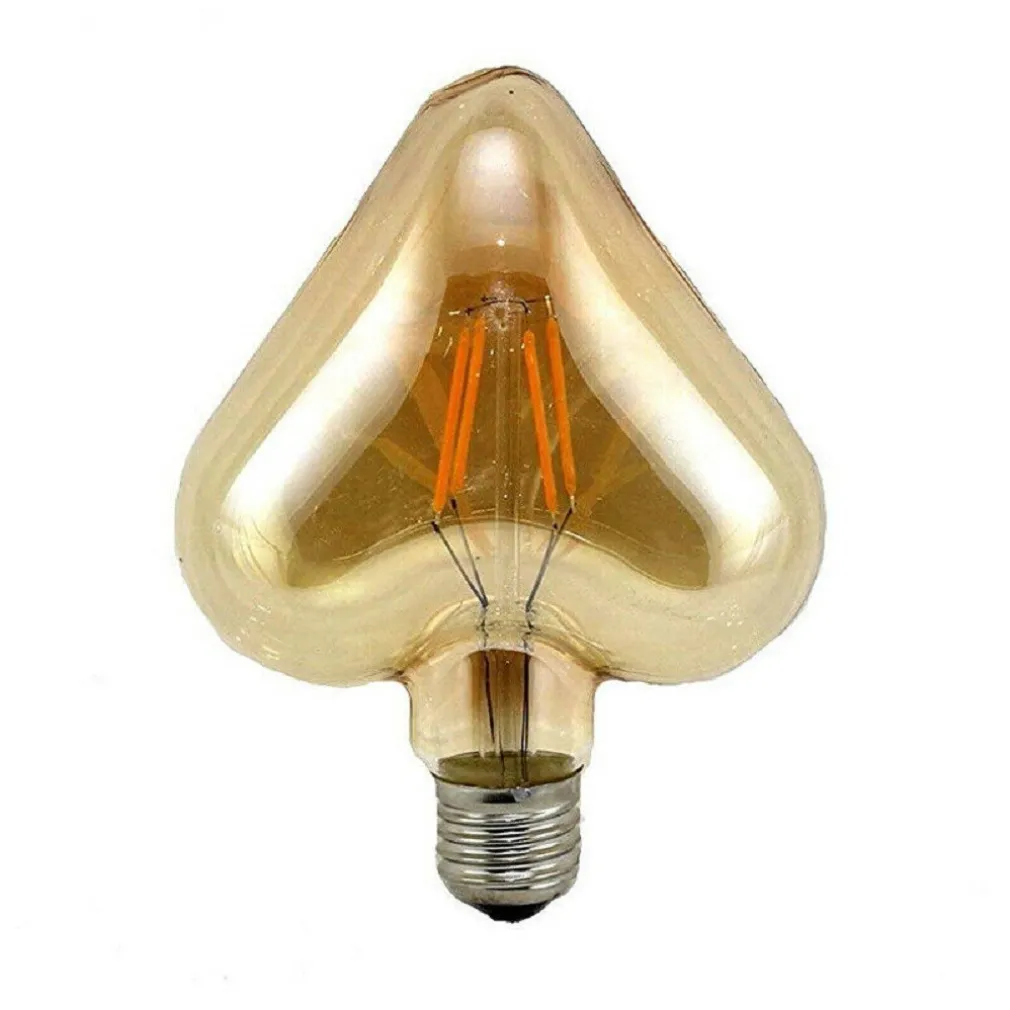 LAMPADINA FILAMENTO CUORE AMBRA E27 4W STILE VINTAGE RETRO LUCE DECORATIVA CU-OC