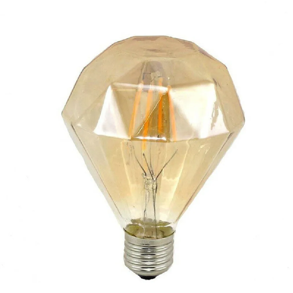 LAMPADINA FILAMENTO DIAMANTE AMBRA E27 4 WATT STILE RETRO LUCE DECORATIVA DM-OC